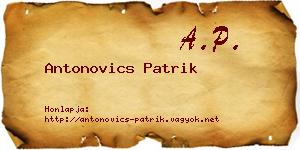 Antonovics Patrik névjegykártya