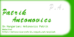 patrik antonovics business card